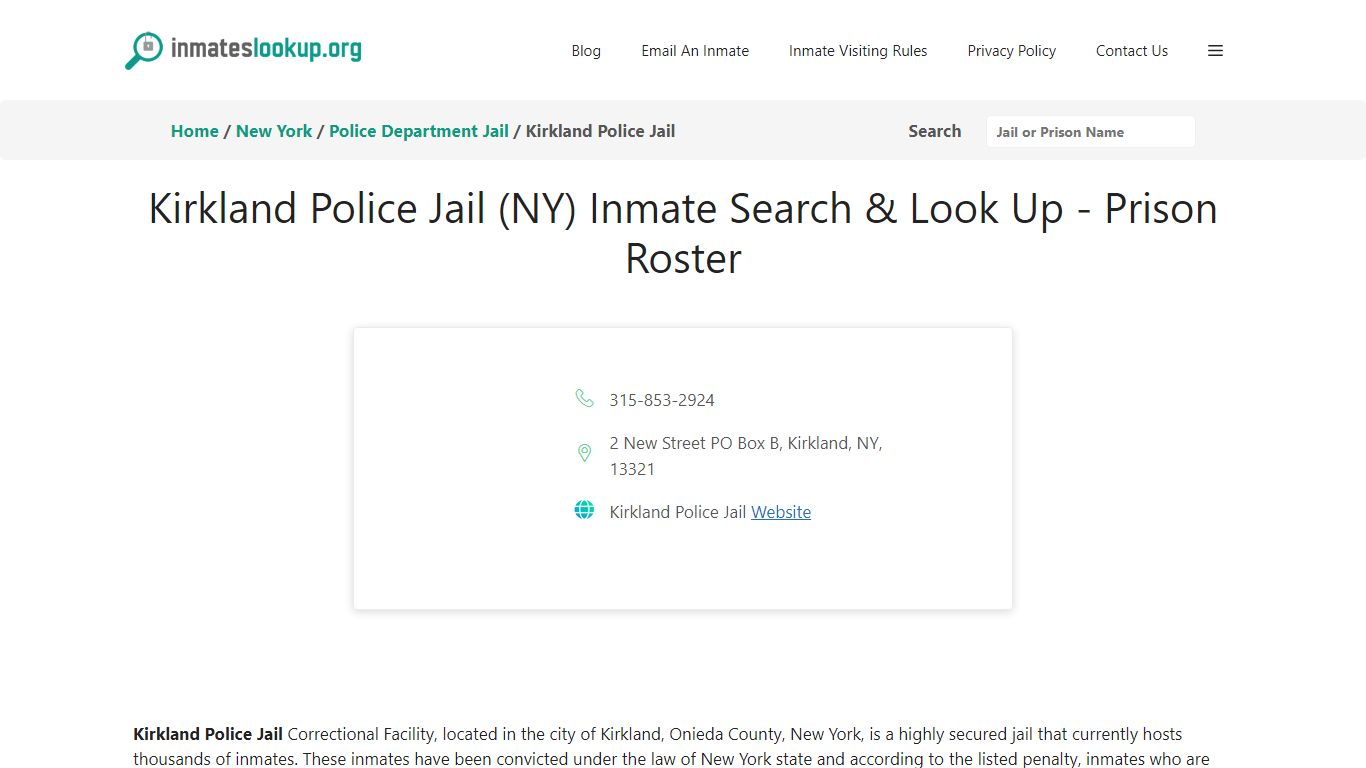 Kirkland Police Jail (NY) Inmate Search & Look Up - Prison Roster